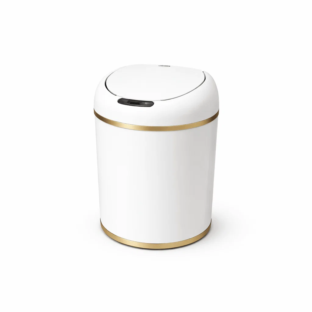 Contemporary 9L Motion Sensor Trash Can – White Touchless Waste Bin High-Grade