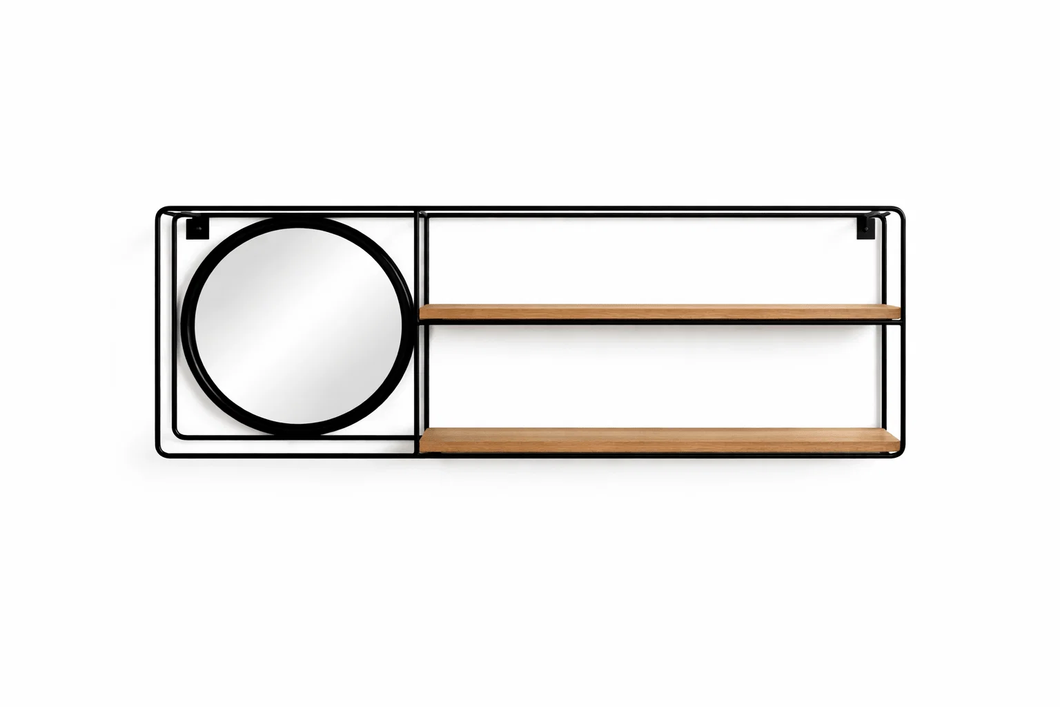 Metal Wall Shelf with Mirror – Compact Modern Storage Display Reusable