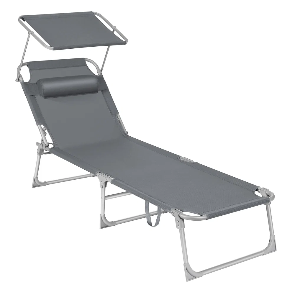 Pure SONGMICS Sun Lounger with Sunshade Headrest Adjustable Backrest Superior