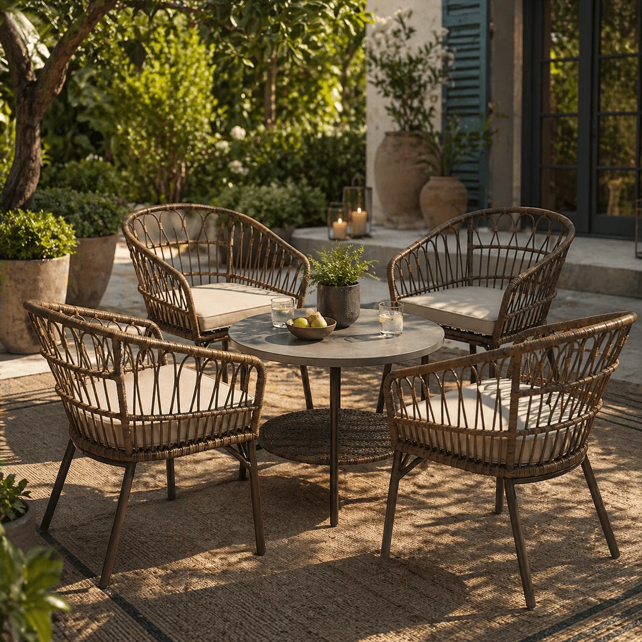 Reliable 5-Piece Patio Set with Table and Chairs Recyclable