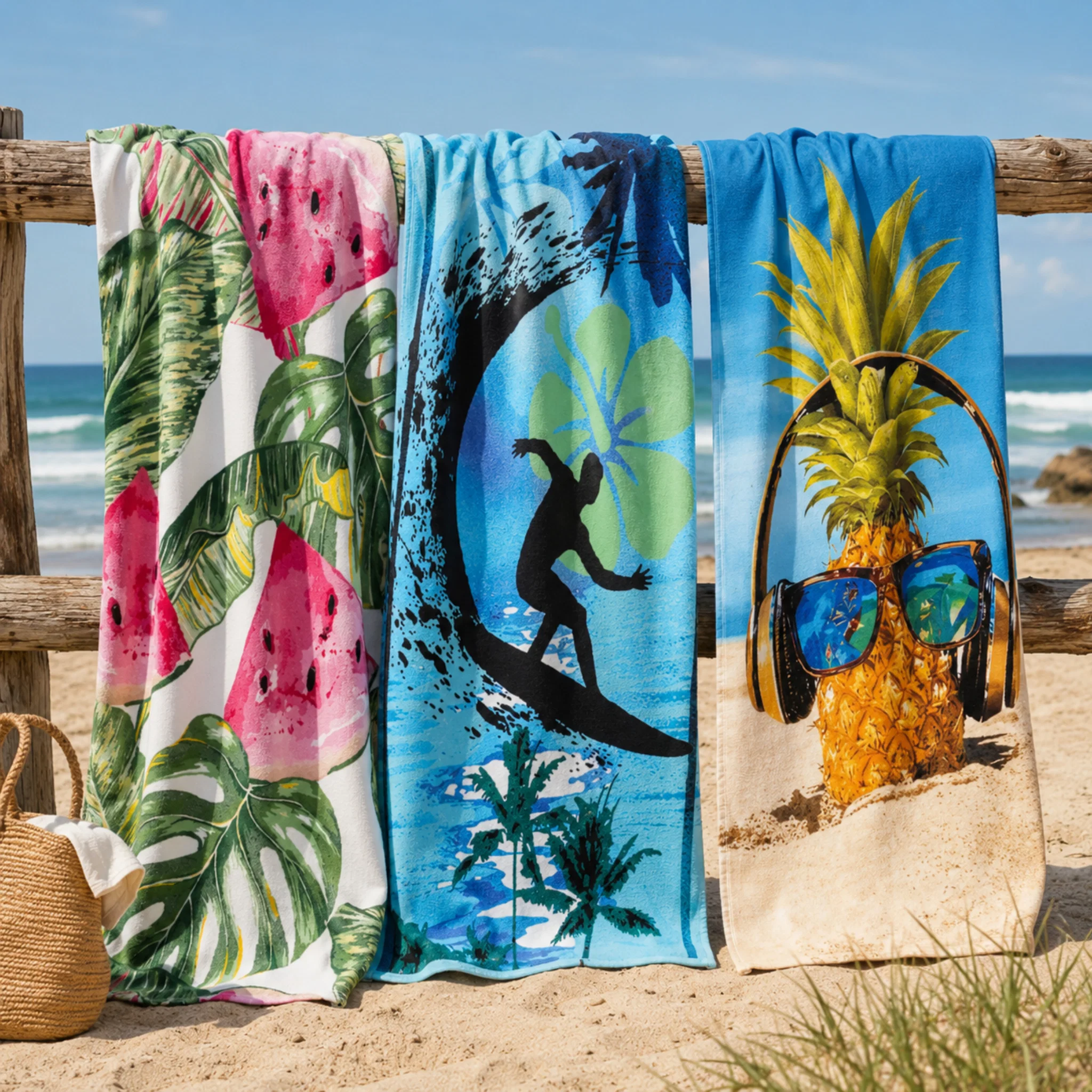 Effective Tropical Print Beach Towel 28x55in – Assorted Summer Designs Unique