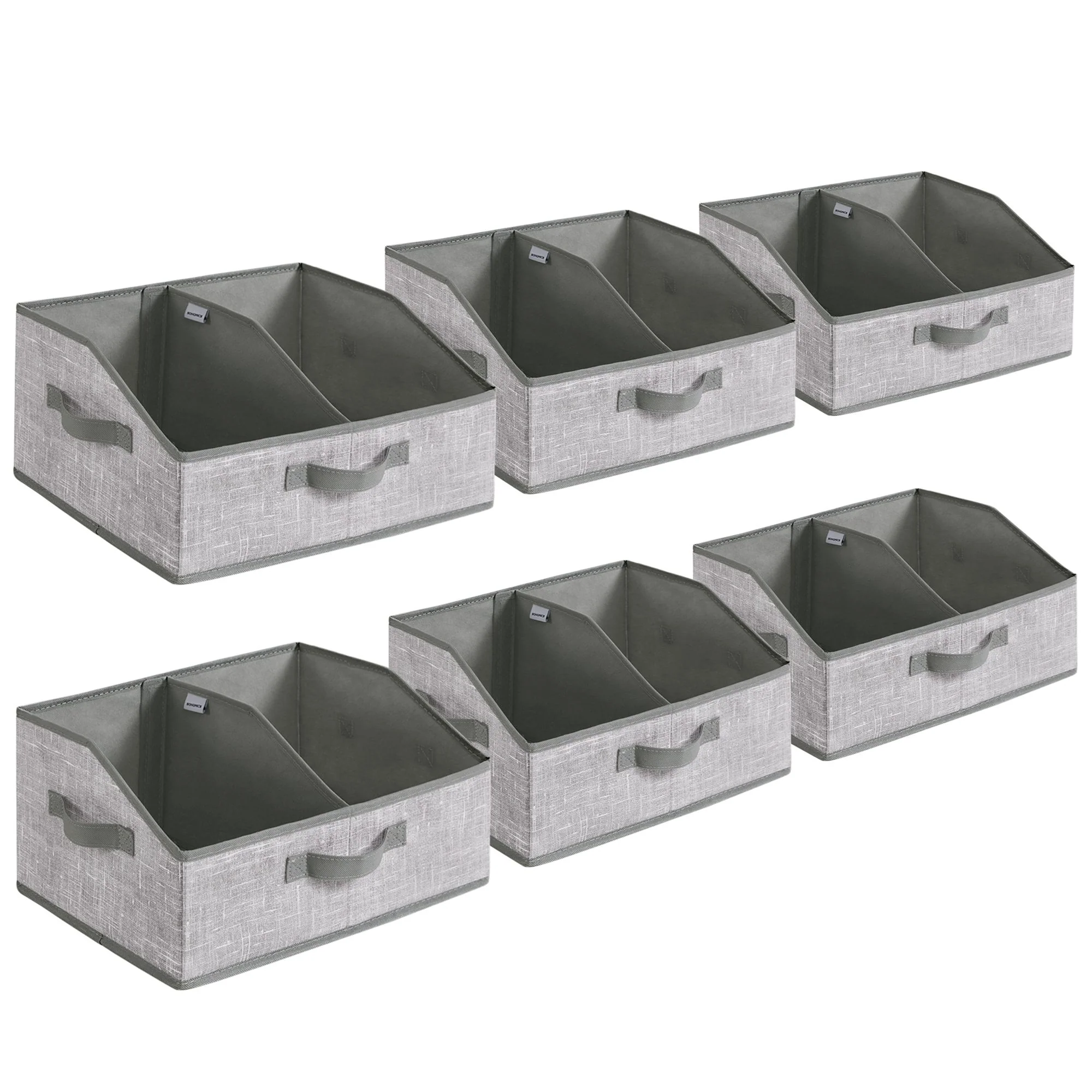 Certified SONGMICS SONGMICS Set of 6 Storage Baskets Foldable Storage Bins Fabric Boxes 15.7 x 11.8 x 7.9 Inches Closet Storage Organizers 3 Handles for Bedroom Living Room Durable