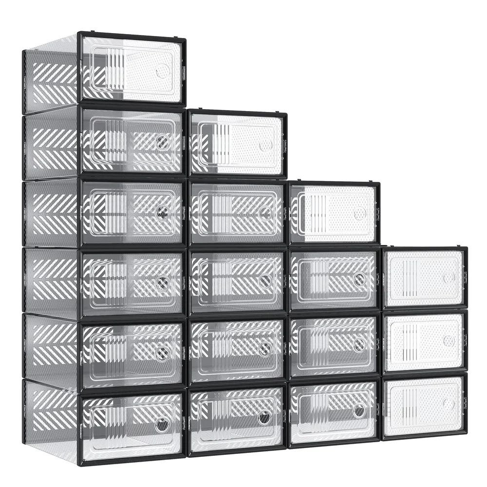 Flexible SONGMICS Stackable foldable shoe storage boxes for everyday footwear Unique