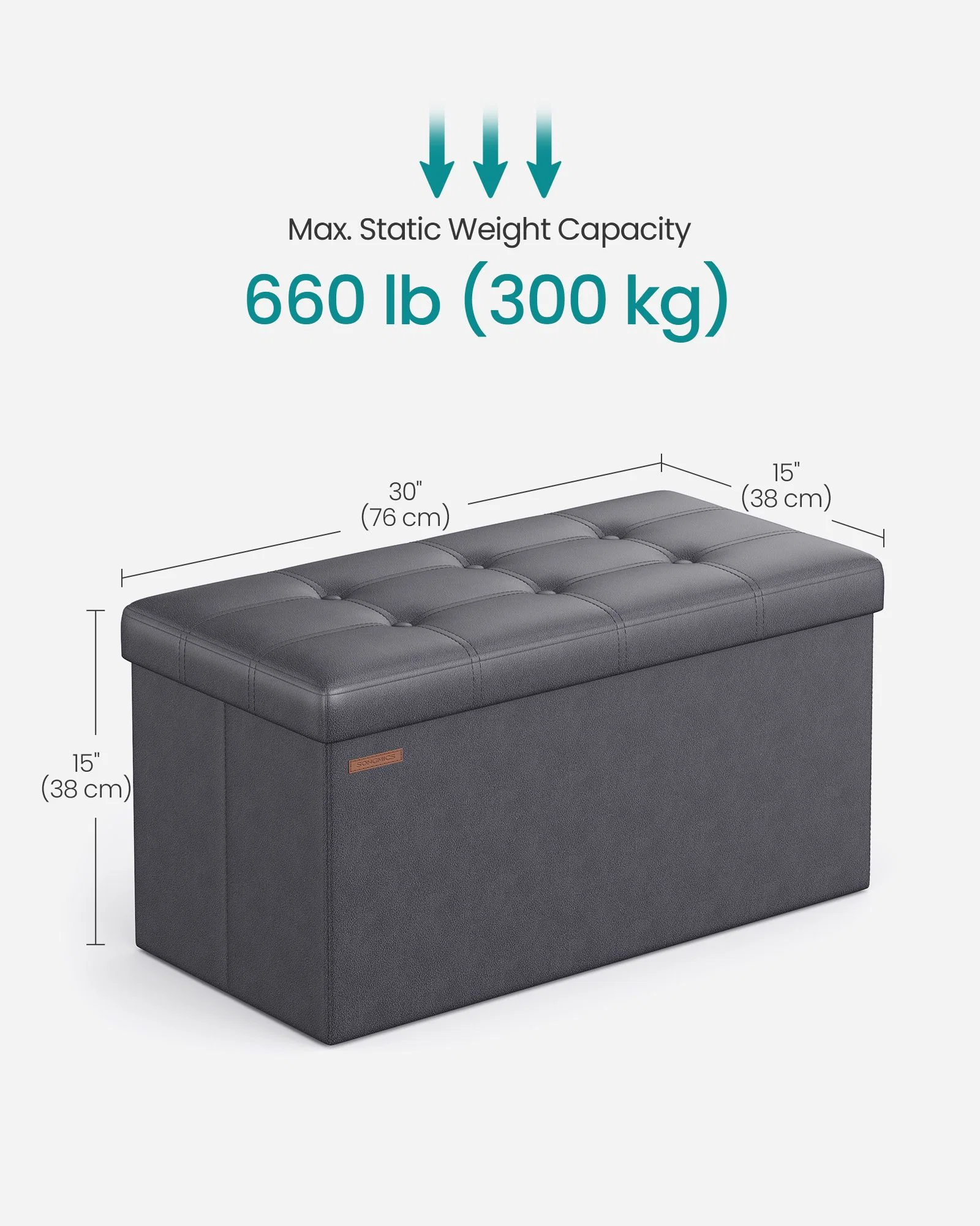Premium Material SONGMICS Mazie Collection - FOttoman with Storage Convenient