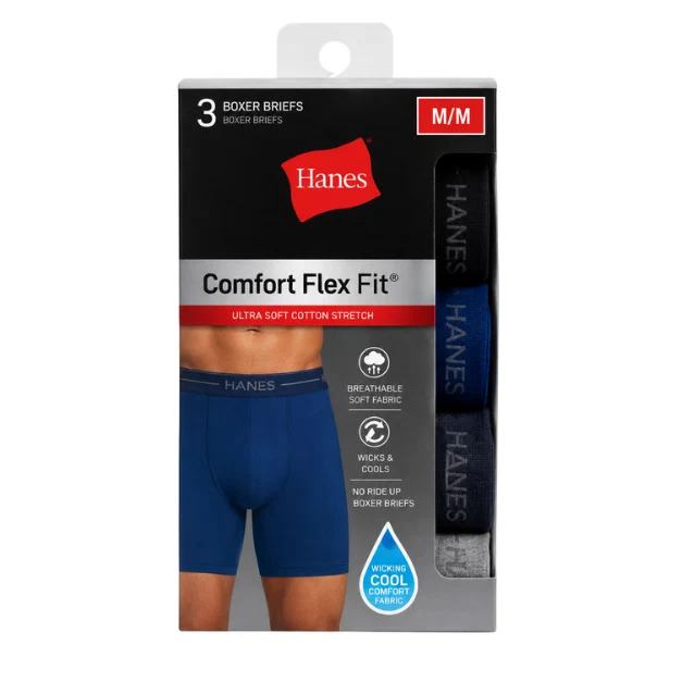 Soft Hanes Comfort Flex Fit Boxer Briefs – 3 Pack First-Class