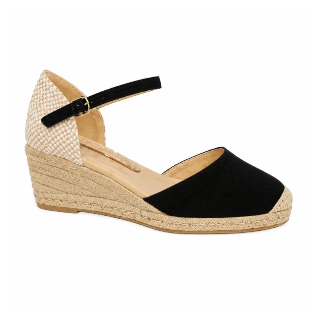 Artisan Closed-Toe Espadrille Wedge Sandals with Ankle Strap Genuine