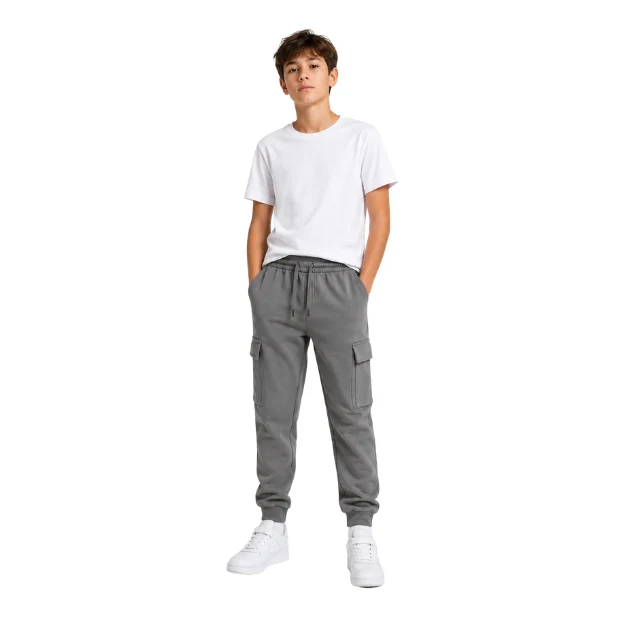 Enhanced Boys' Drawstring Fleece Cargo Jogger Pants Recyclable