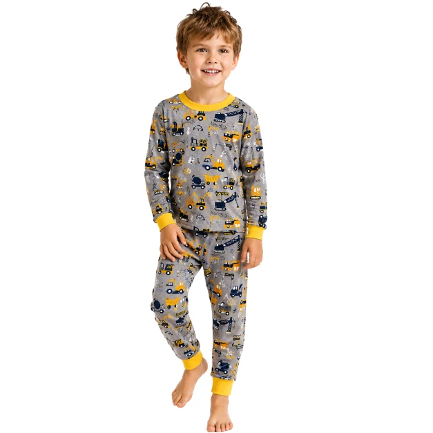 Trendy Boys' 2-Piece Construction Print Pajama Set Secure