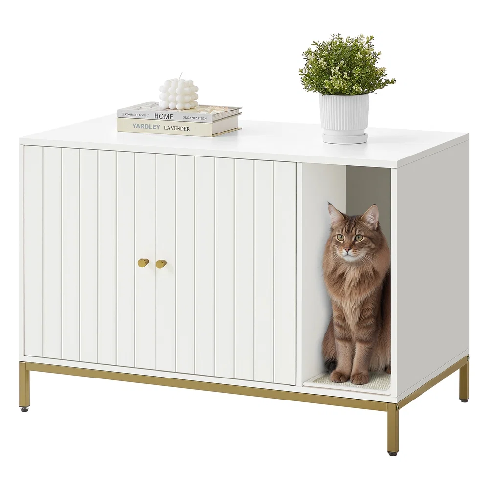 Reusable Feandrea Litter Box Enclosure Modern Cat Litter Box Furniture Hidden Long-Lasting