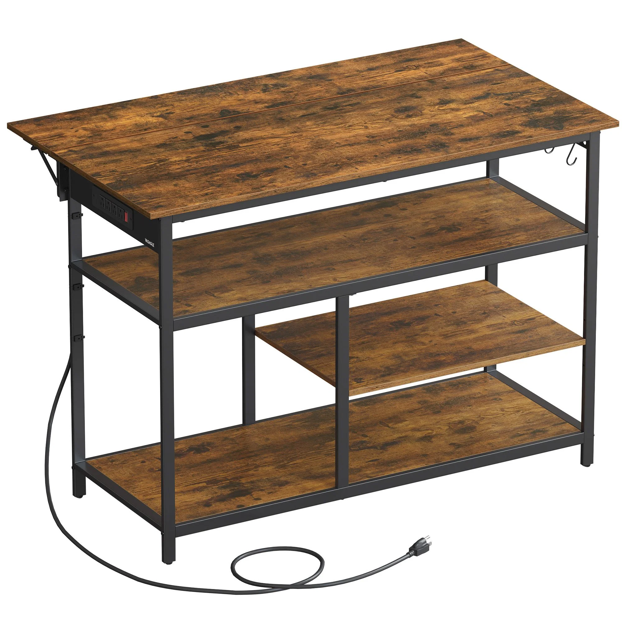 High-Performance VASAGLE Rolling kitchen island with drop leaf and power outlet First-Class