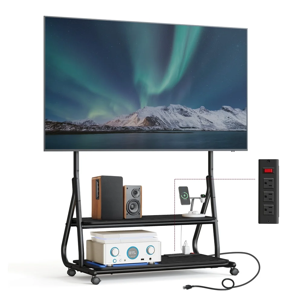 Carefully Designed VASAGLE TV Stand with Wheels Trendy