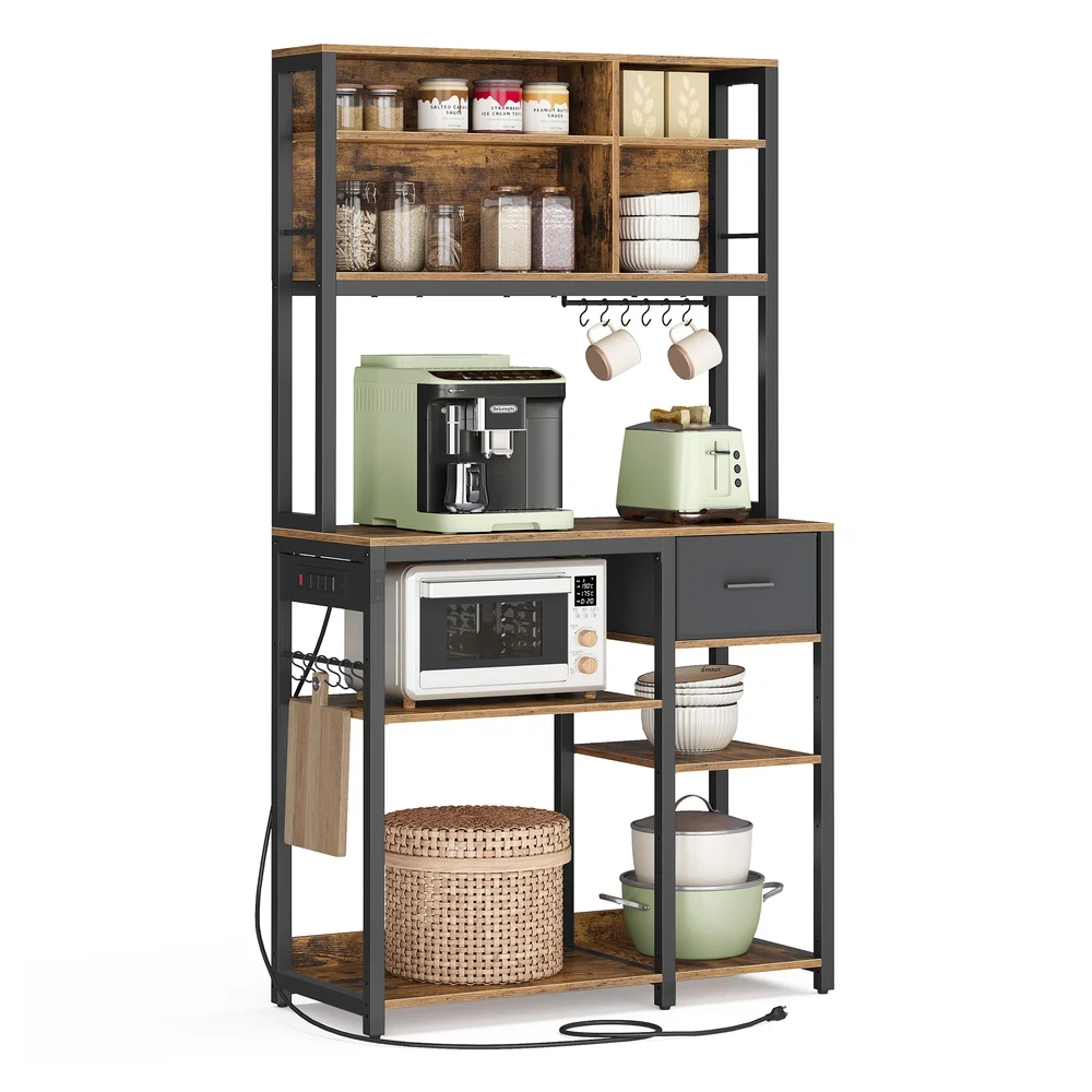Exceptional VASAGLE Bakers Rack with Charging Station Long-Lasting