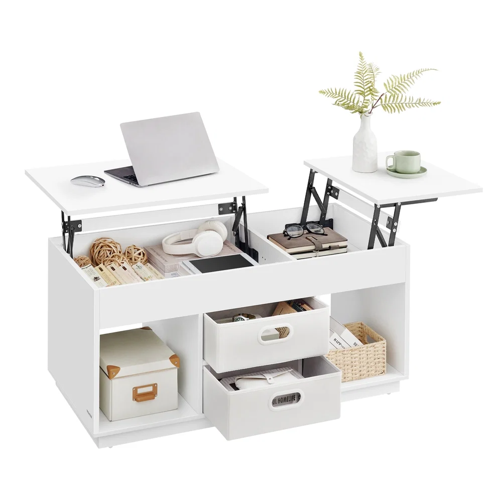 Lightweight VASAGLE Lift-Top Coffee Table with 2 Drawers Efficient