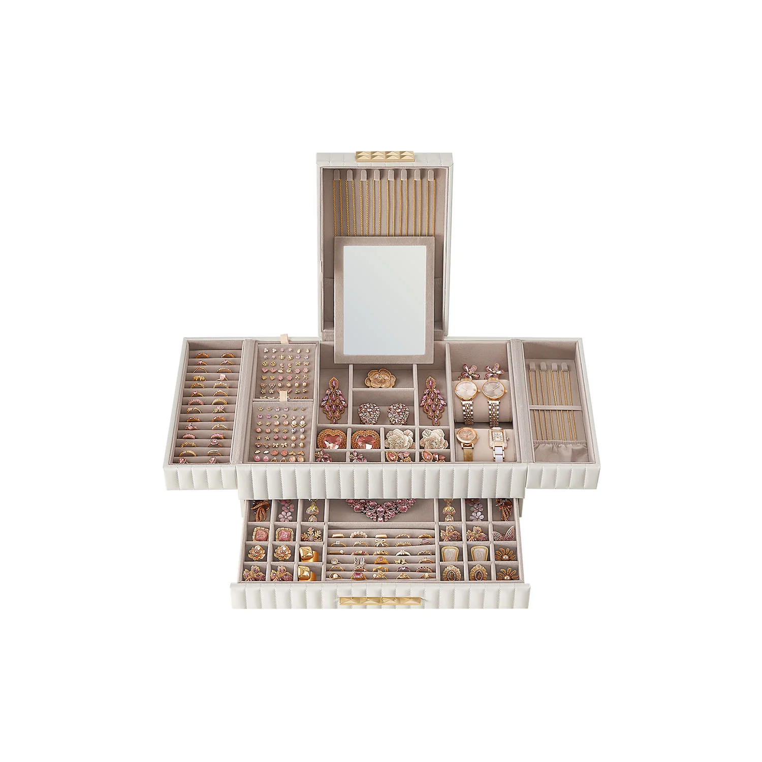 Elegant SONGMICS HOME ANAH Collection - 2-Tier Jewelry Box with a Drawer Solid