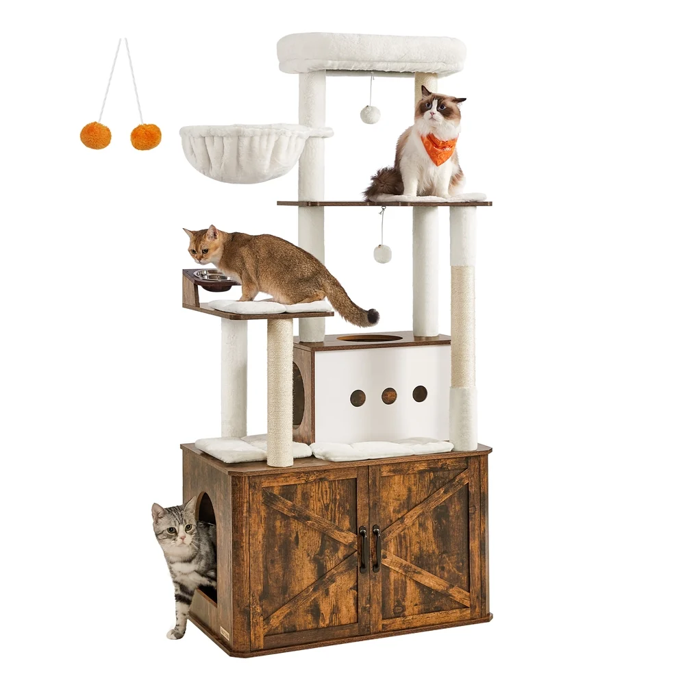 Versatile Feandrea 66.9-Inch Cat Condo with Food Stationr Expertly Made