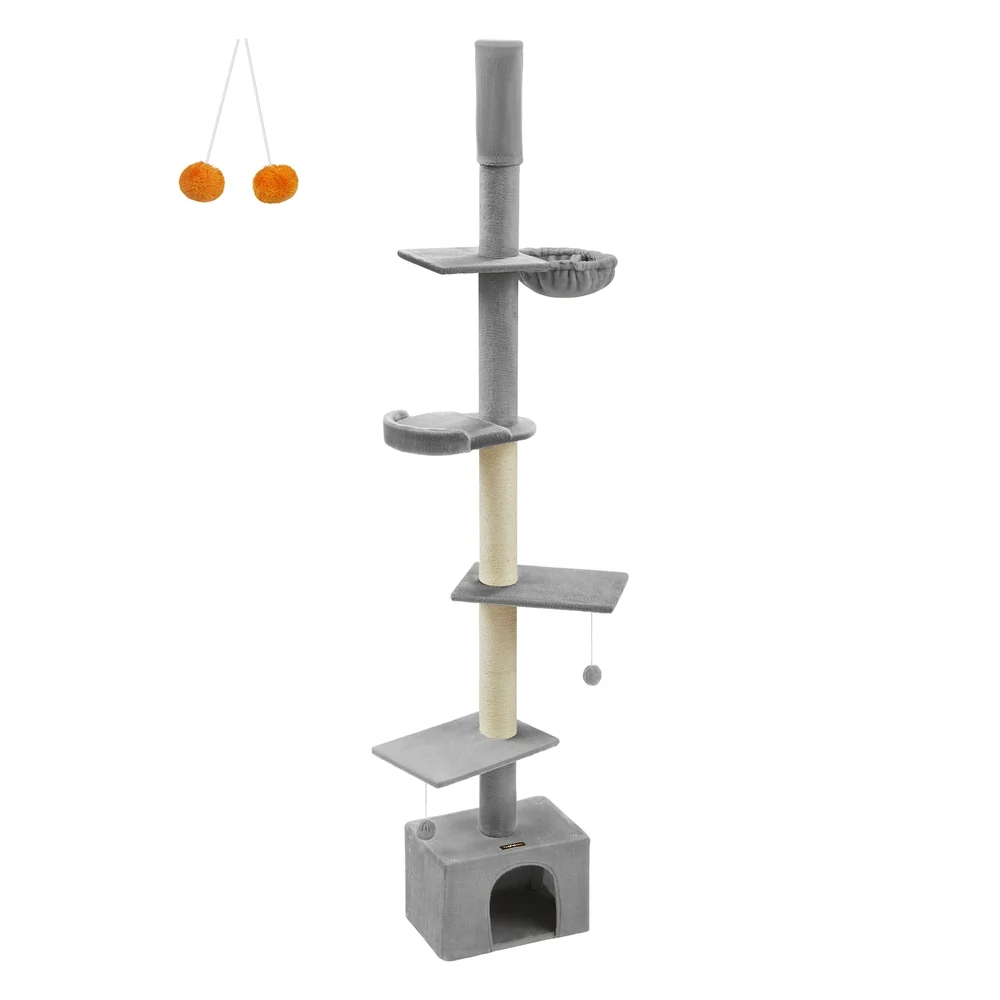 Genuine Feandrea Floor to Ceiling Cat Tree 91-115 Inches Height Adjustable Cat Tower Authentic