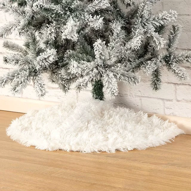 Selected CHRISTMAS TREE SKIRT FAKE FUR WHITE HALF-M-SIZE nHN High-Grade