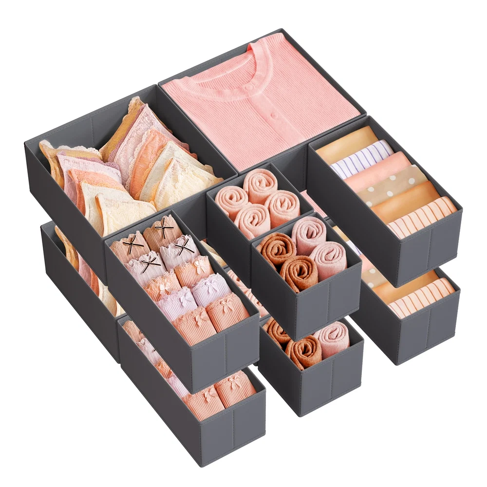 Natural SONGMICS Foldable Fabric Storage Bins for Socks Underwear Bras Ties Scarves Fine Crafted