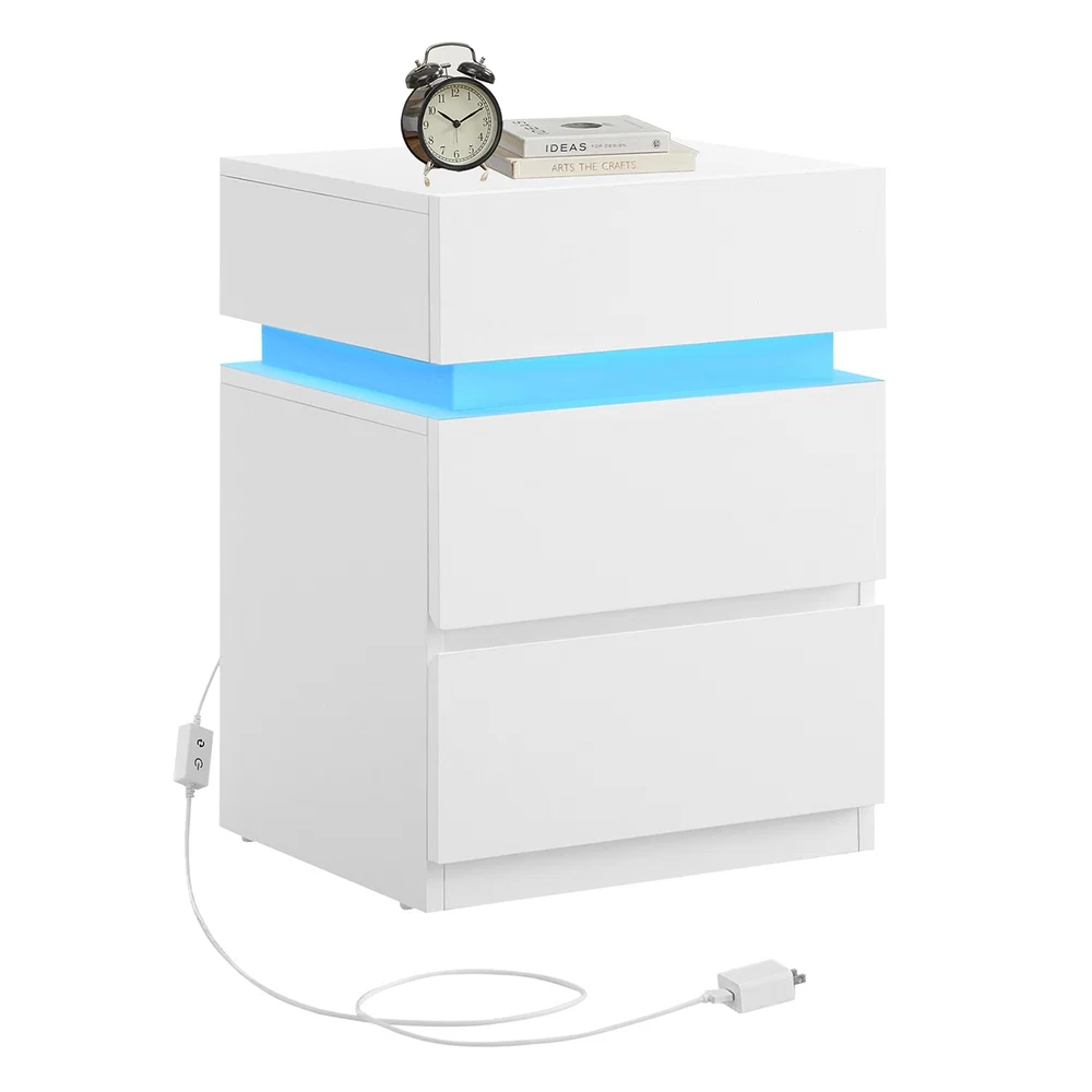 Fashionable VASAGLE Kailyn Collection - Bedside Table with LED Lights Enhanced