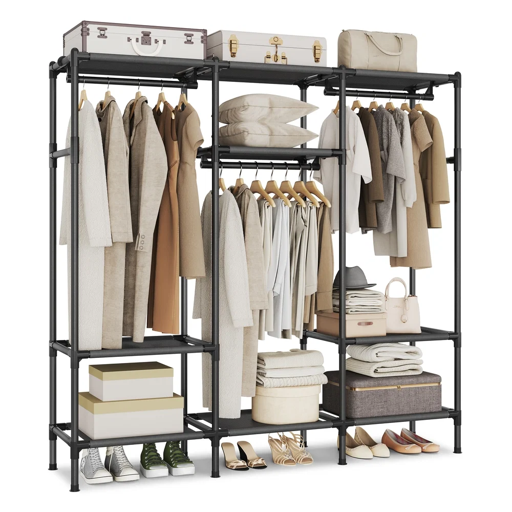 Consistent SONGMICS 74.8 High Clothes Rack with Hanging Rails Easy-to-Use