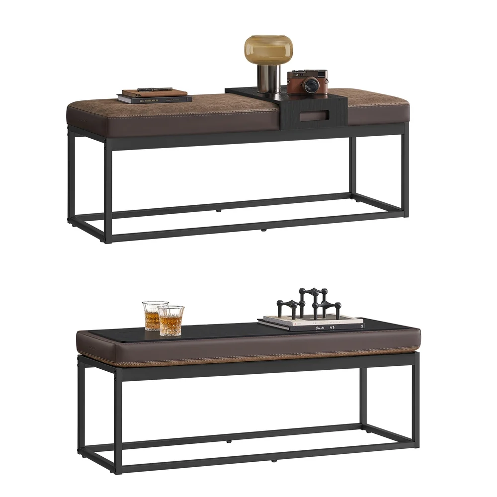Outstanding SONGMICS HOME LUIZ Collection - Ottoman Bench with Small Shelf Superior