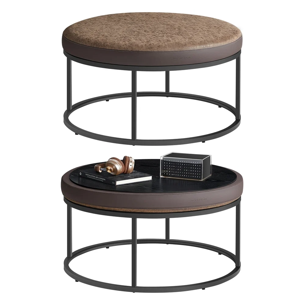 Flexible SONGMICS HOME LUIZ Collection - Round Ottoman with Padded Seat Clean