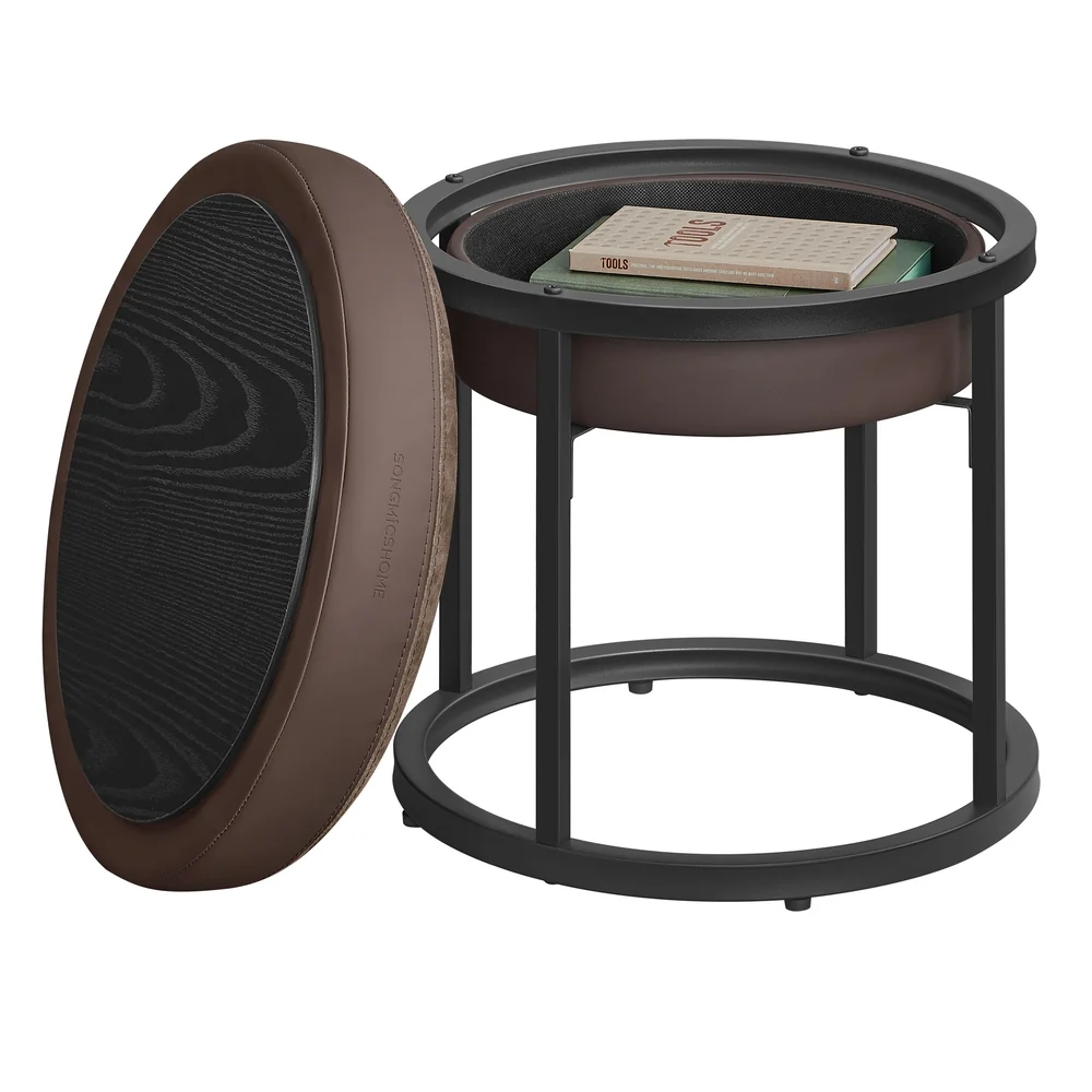 Organic SONGMICS HOME LUIZ Collection - Round Ottoman Footstool Steel Frame Stylish