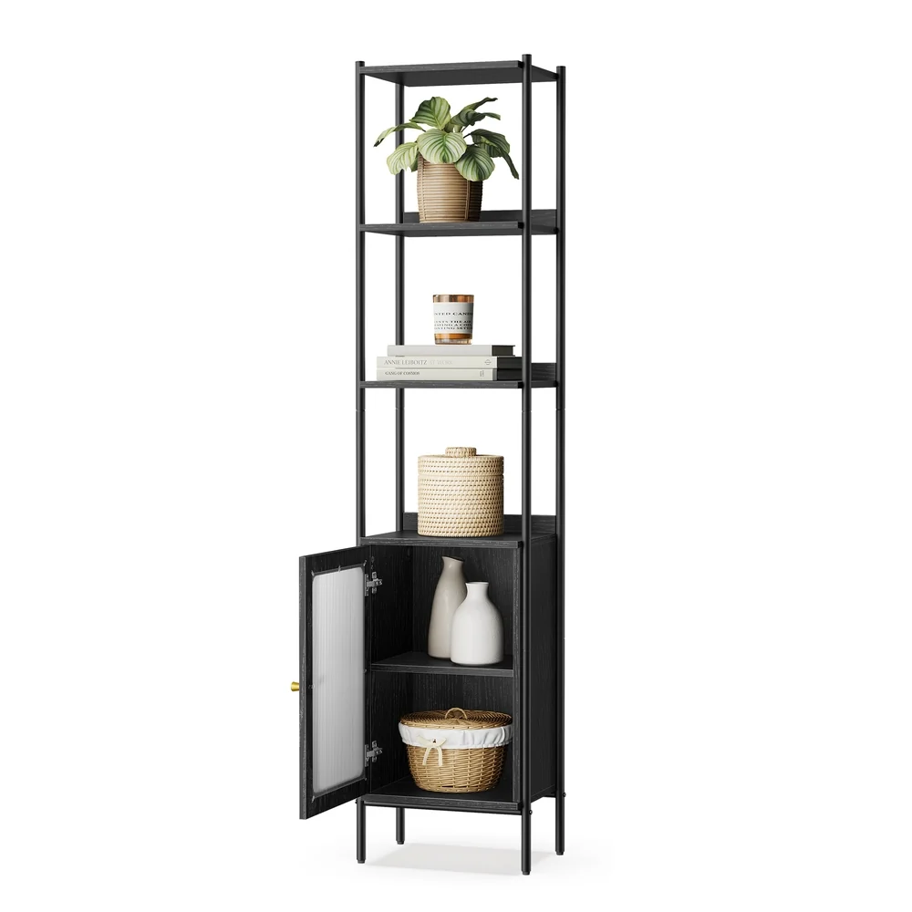 Refined VASAGLE Bookcase with Rattan-Like Door Innovative