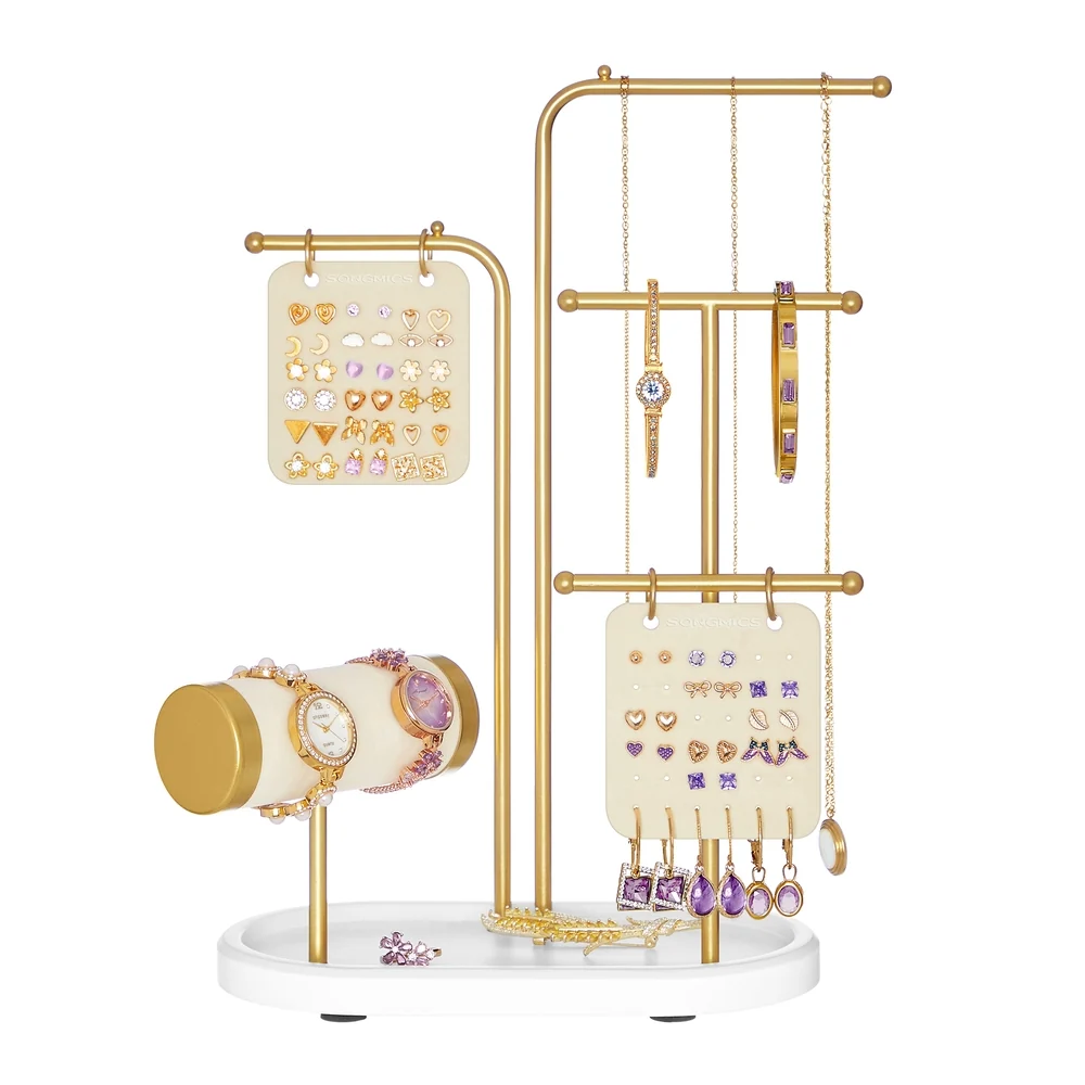 Expertly Made SONGMICS Jewelry Stand with 4 Hanging Rods Original