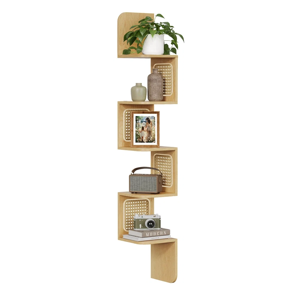 Artisan VASAGLE 5-Tier Wall-Mounted Corner Shelf Eco-Friendly