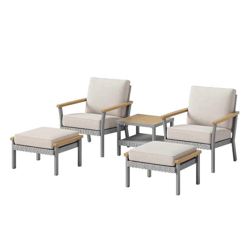 Natural SONGMICS Sencillo Collection - 5 Piece Patio Furniture Set Consistent