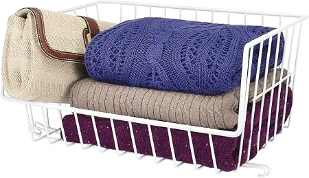Luxury WIRE STACKABLE BASKET WHITE Smart