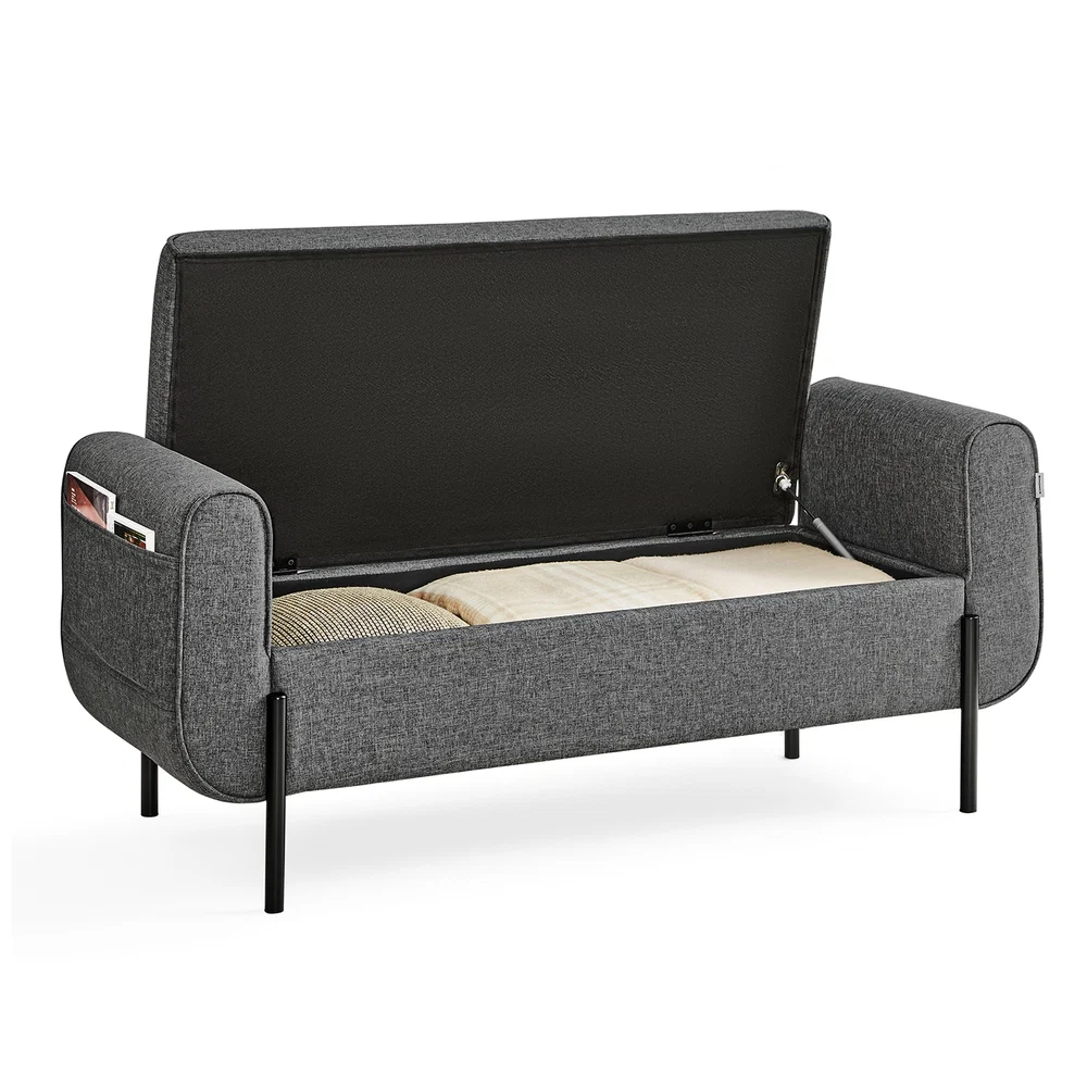 Carefully Designed SONGMICS Storage Bench with Armrests Secure