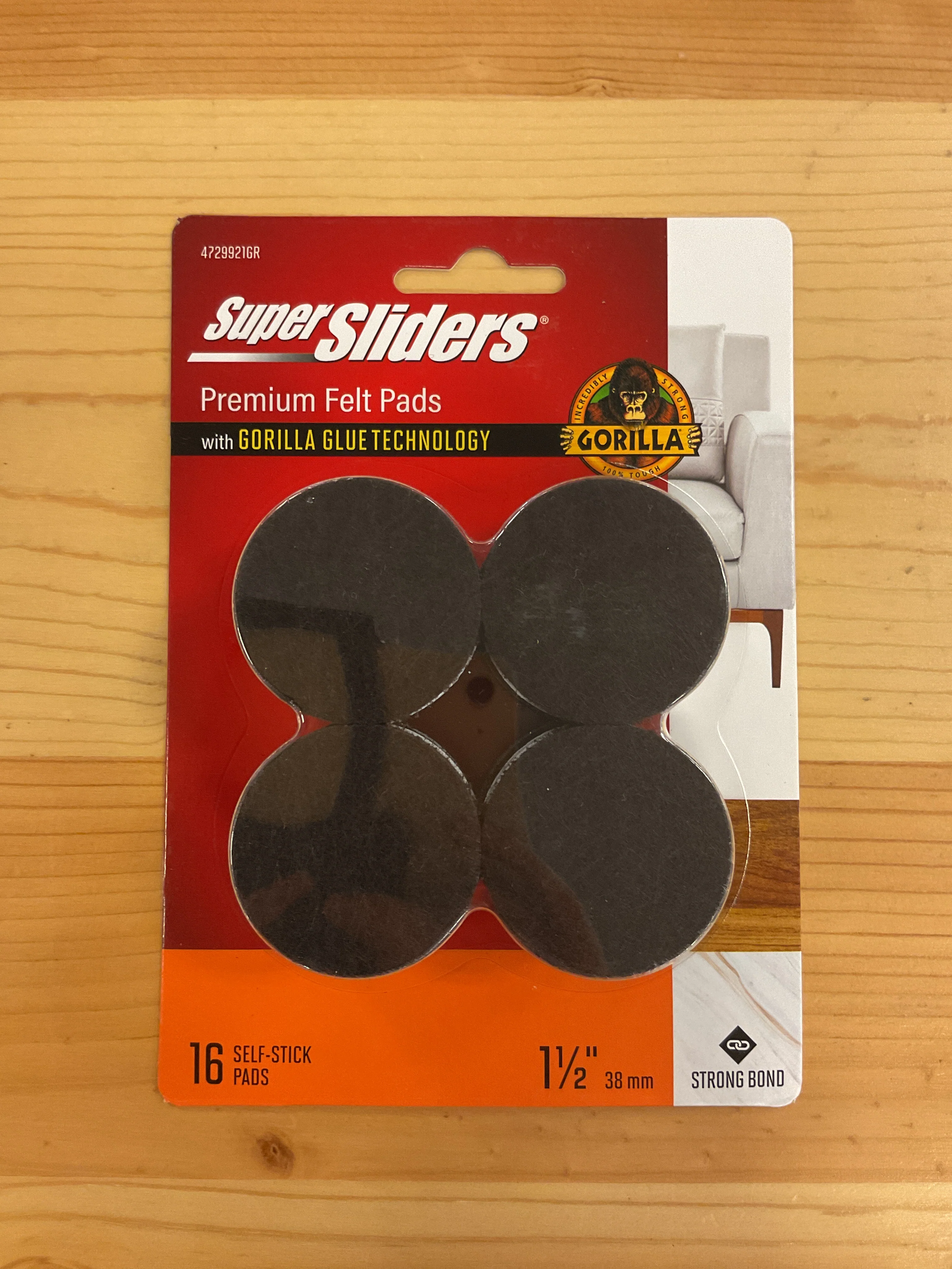 Sustainable FELT PADS 1-1 2 quot W GG BRWN 16PC Smooth