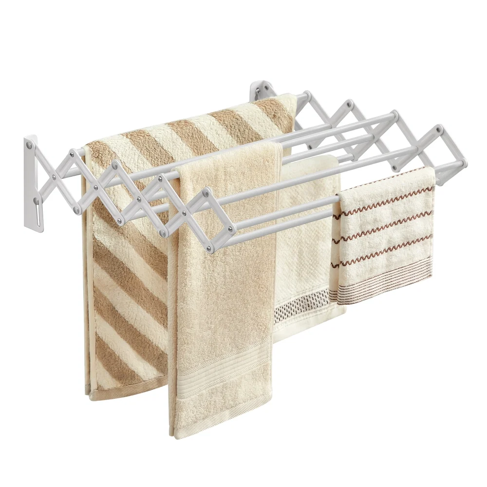 User-Friendly SONGMICS Wall-Mounted Expandable Steel Clothes Drying Rack with 9 Rods Luxury