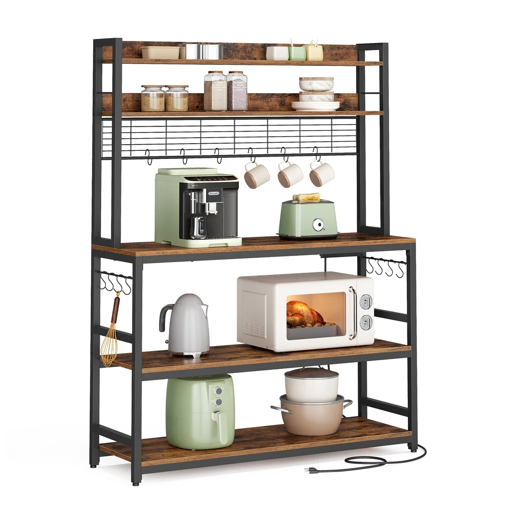 Effective VASAGLE Hutch Bakers Rack with Power Outlet Carefully Designed