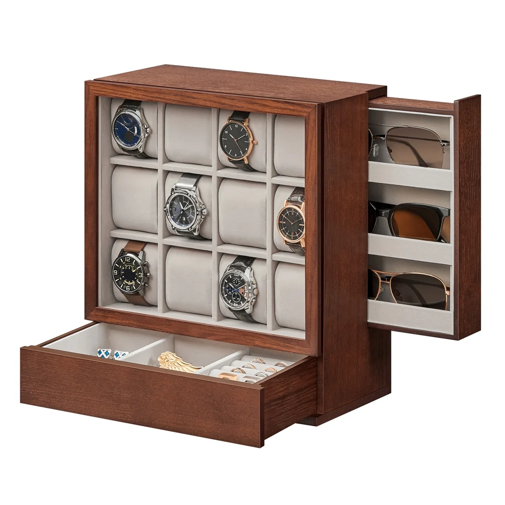Responsible SONGMICS 12-Slot Wooden Watch Box Premium