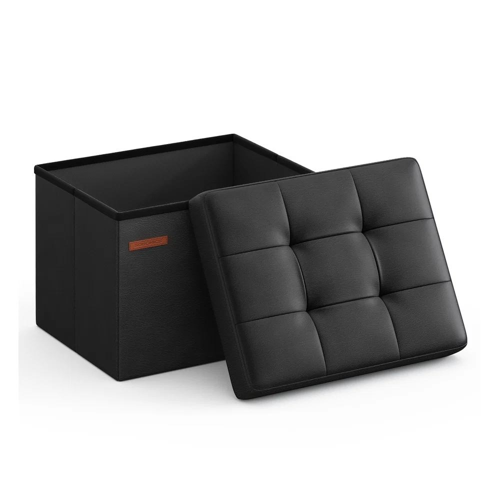 Excellent SONGMICS Folding Storage Ottoman Bench Synthetic Leather Consistent