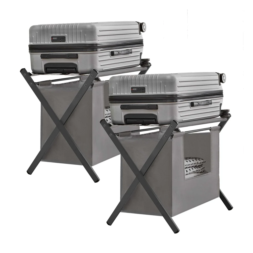First-Class SONGMICS Set of 2 Luggage Racks with Removable Laundry Bag Clean