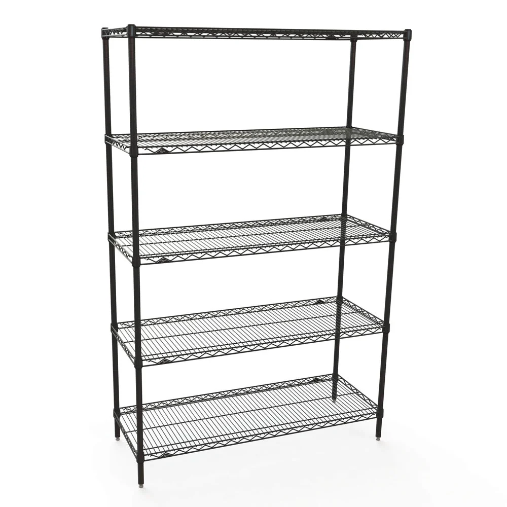 Versatile 24 quot d x 42 quot w Metro Super Erecta 5-Shelf Wire Kits - Black Convenient