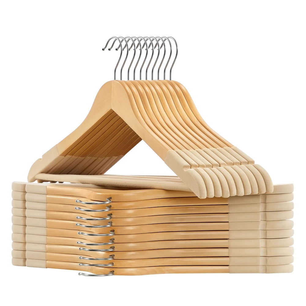 Proven SONGMICS Wooden Hangers with Velvet Surface Fashionable