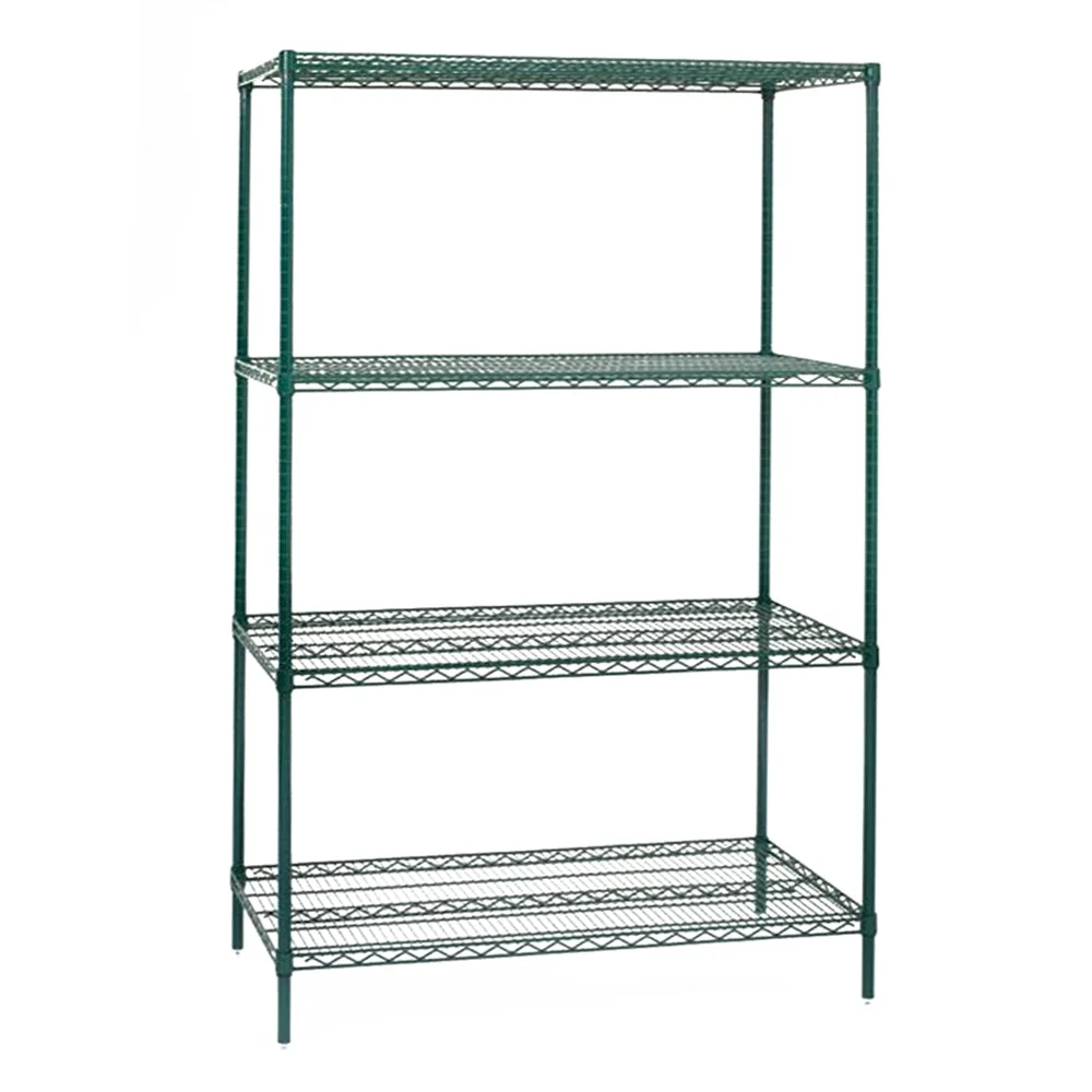 Versatile 14 quot d Green Epoxy Wire Shelving with 4 Shelves Pure