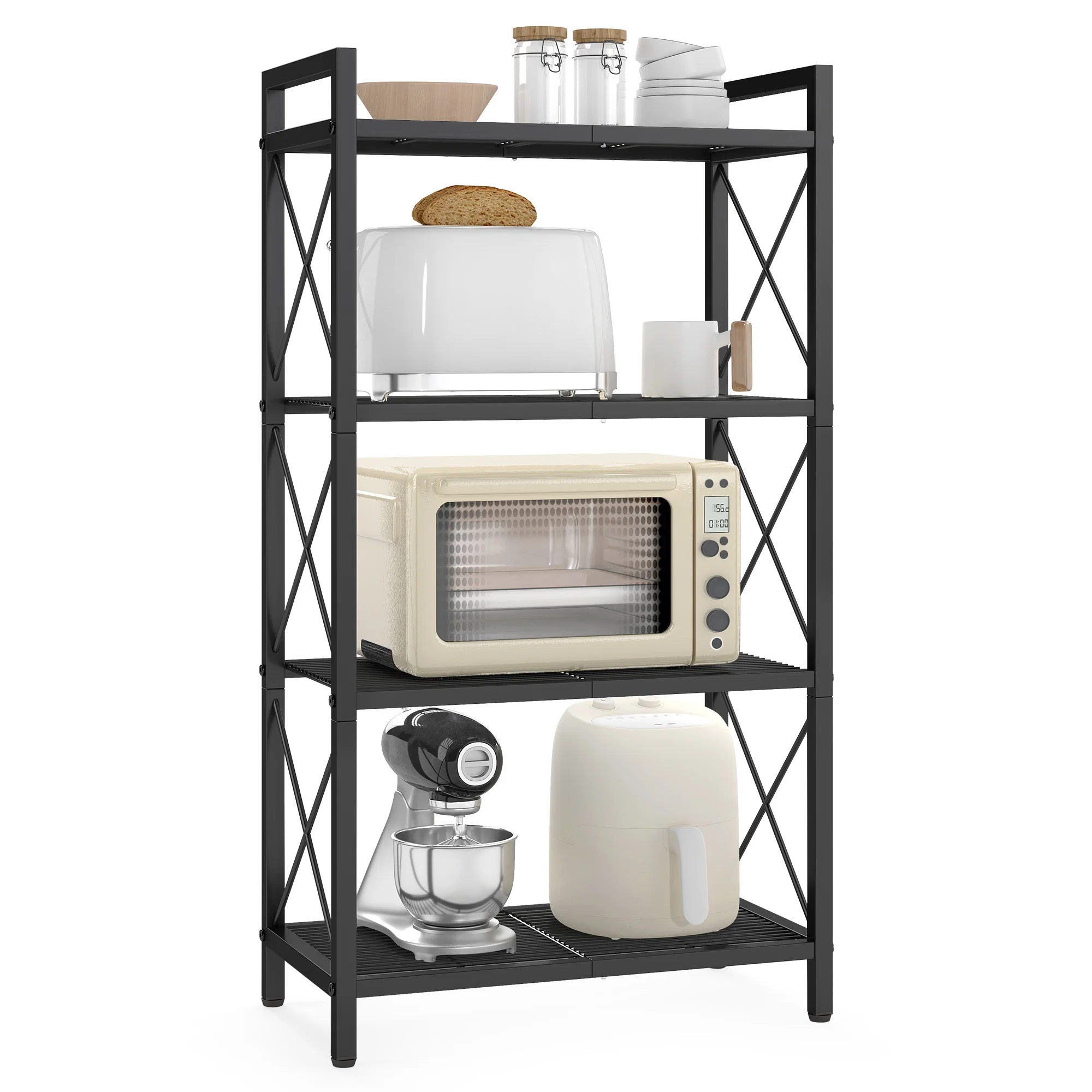 User-Friendly SONGMICS Metal Storage Shelf with X Side Frames Green