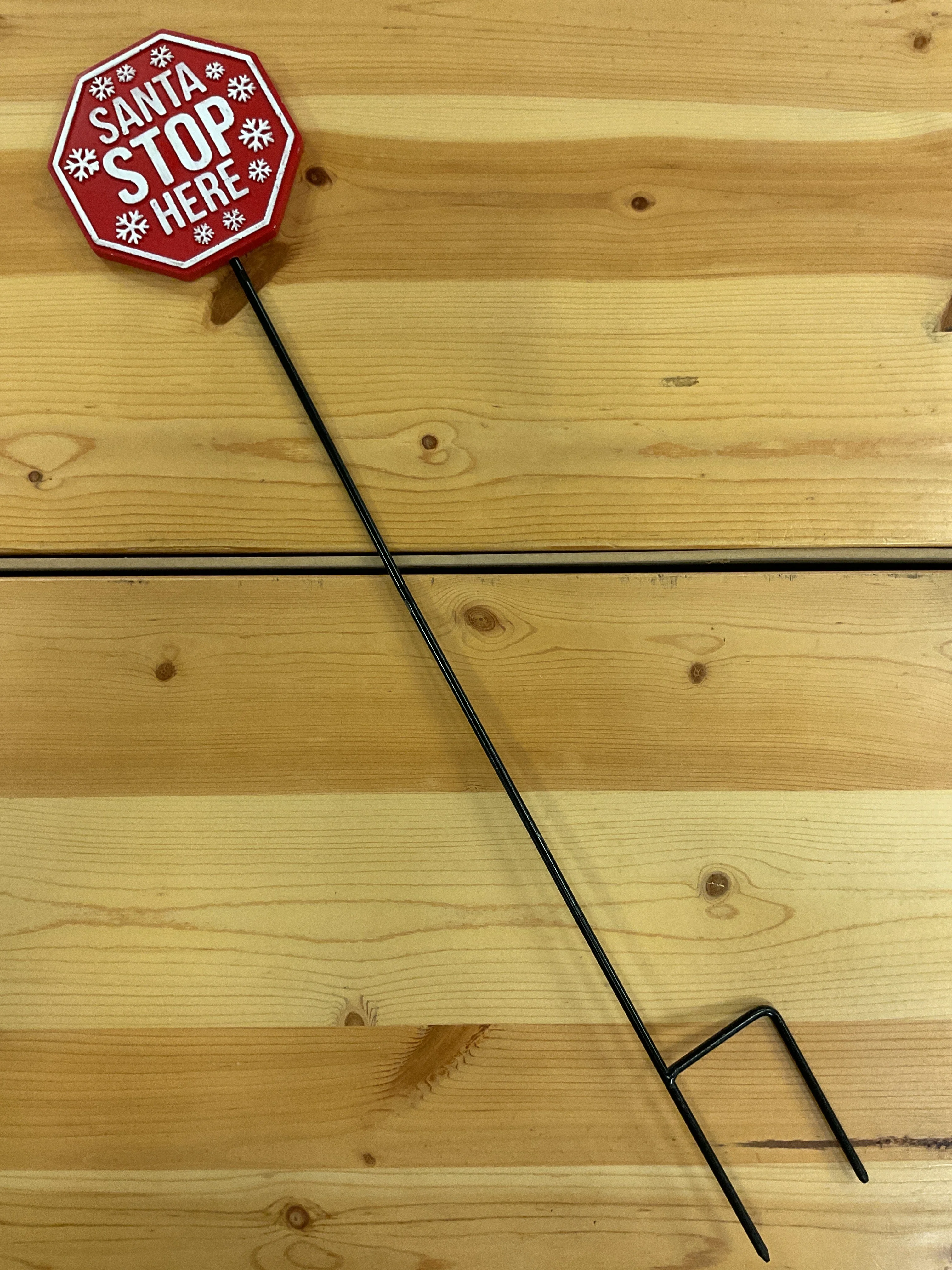 Crafted GARDEN STAKE SANTA STOP Fine