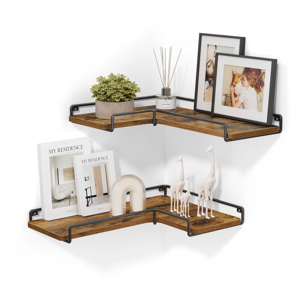 Durable VASAGLE Set of 2 Corner Floating Shelves High-Quality
