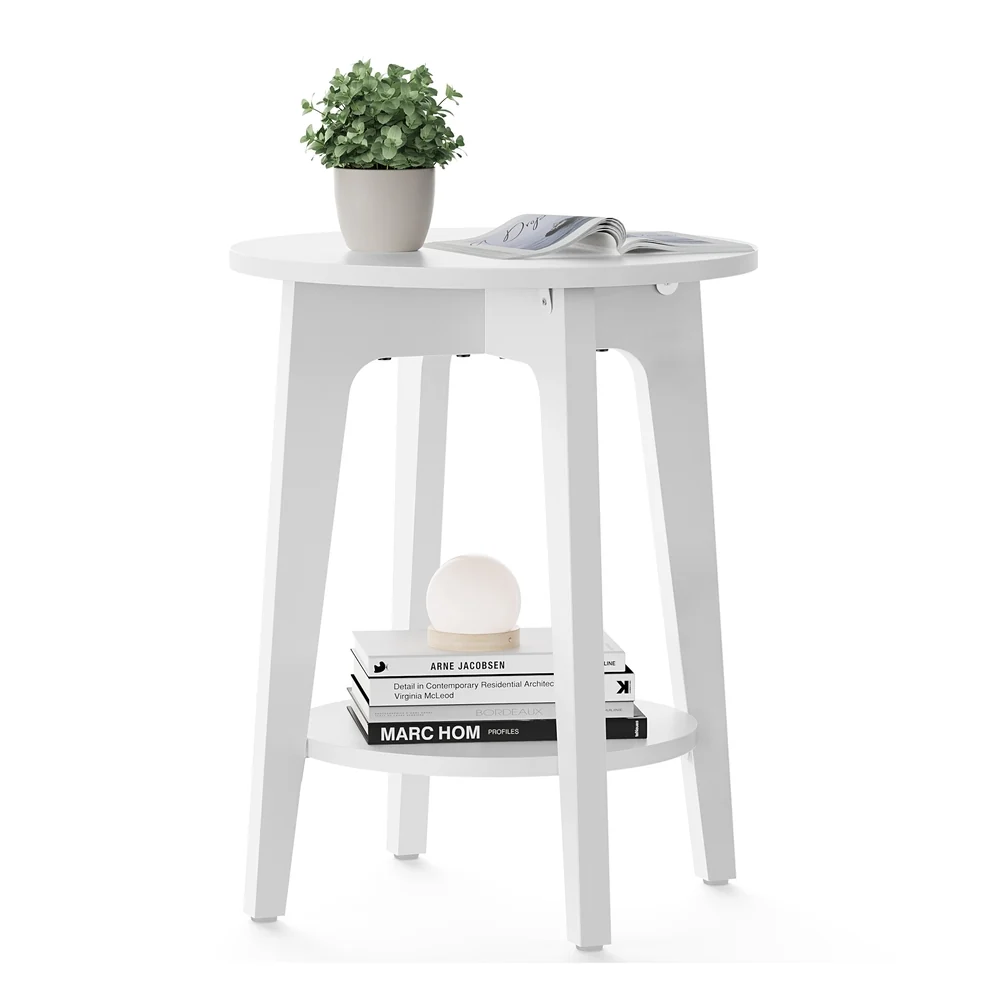 Long-Lasting VASAGLE Maezo Collection - Small Round End Table with Lower Shelf Top-Quality