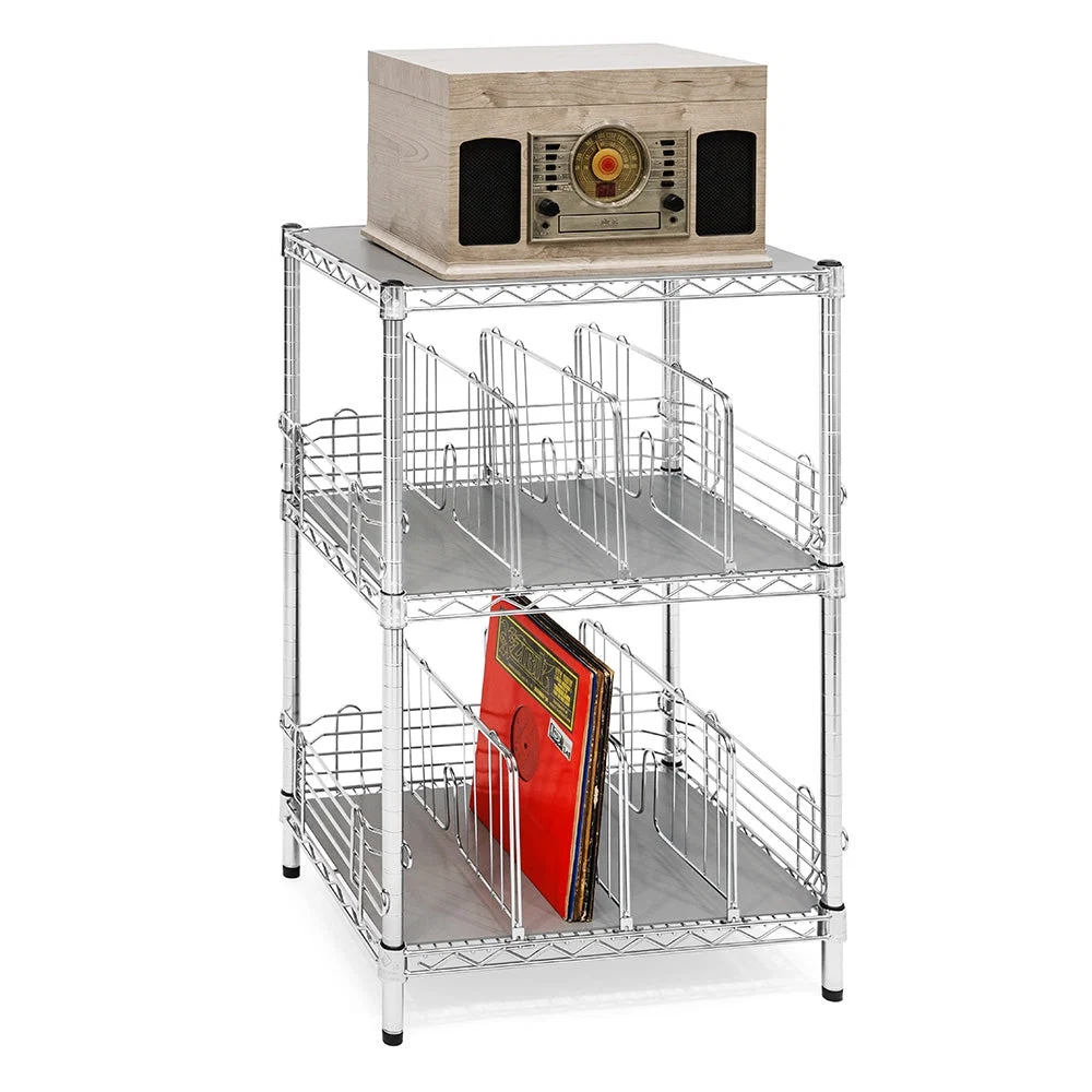 Official Record Player Stand with Album Storage Modern