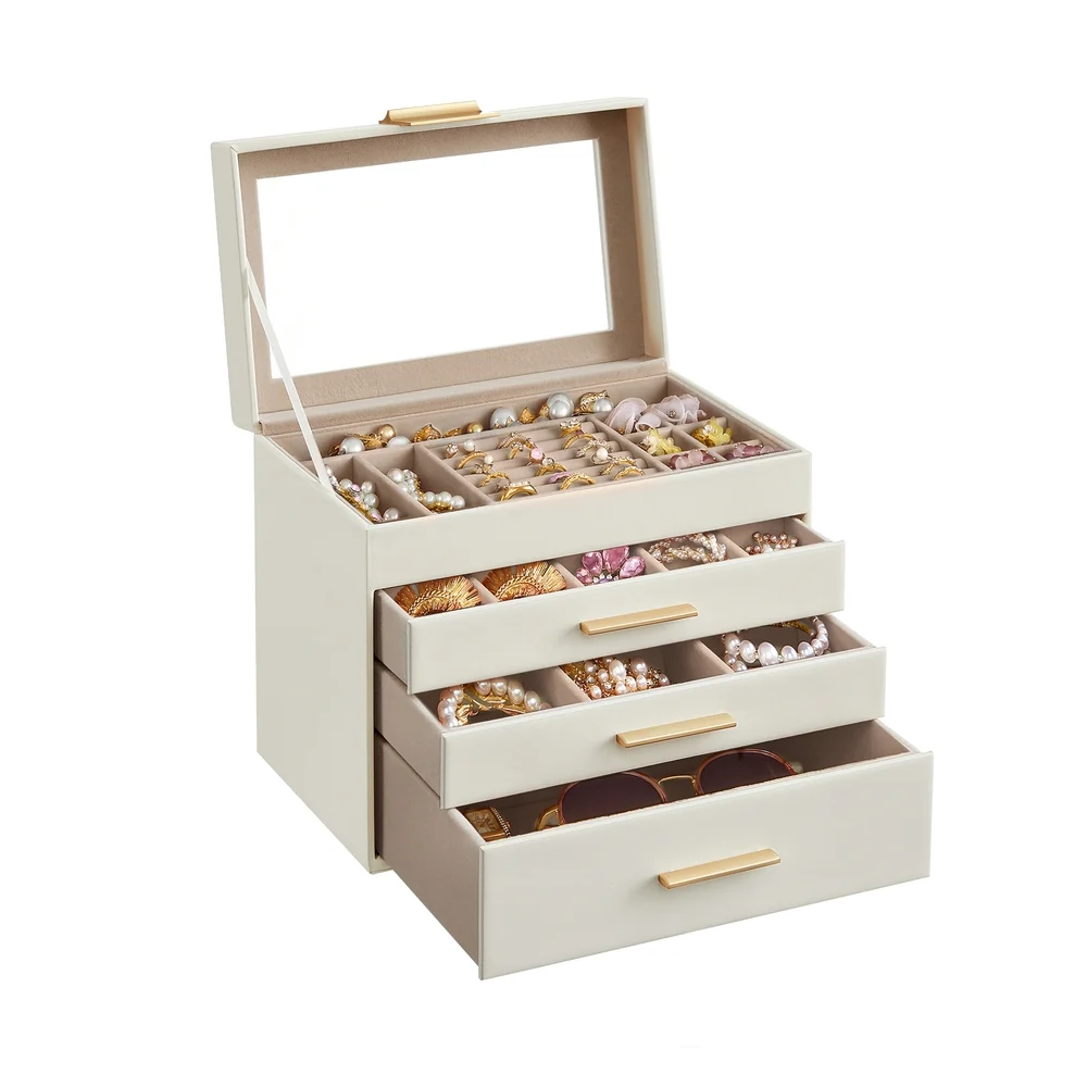 Fine Crafted SONGMICS GISELLA Collection - Jewelry Box with Glass Lid for Sunglasses and Big Jewelry Healthy