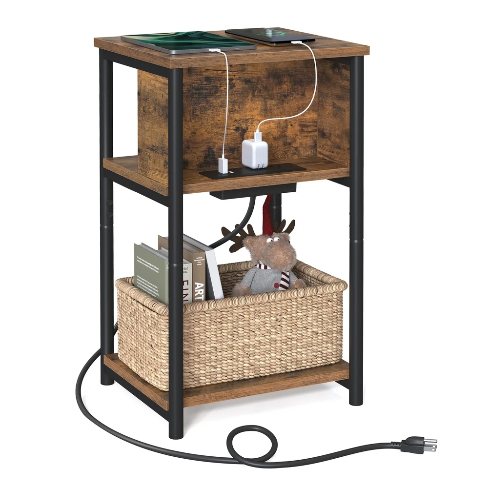 Verified VASAGLE Side Table with Charging Station Convenient