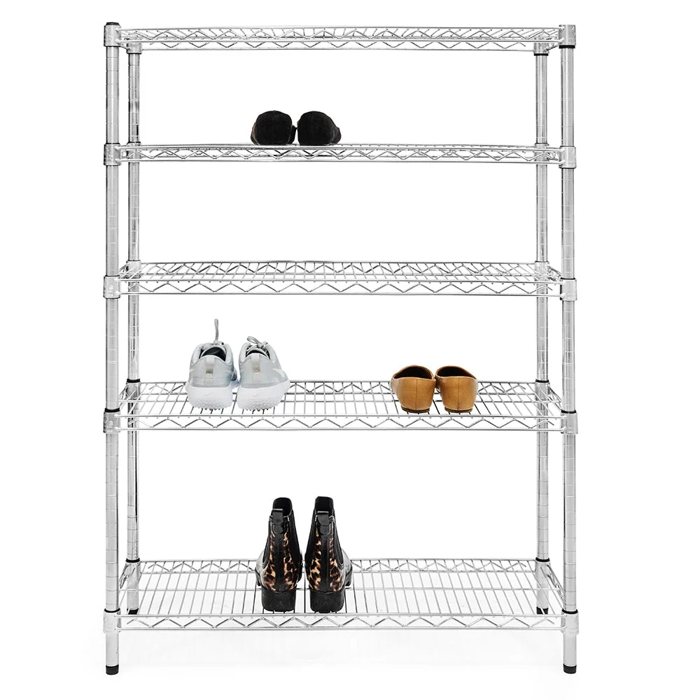Traditional Chrome 5-Tier Shoe Rack Casual